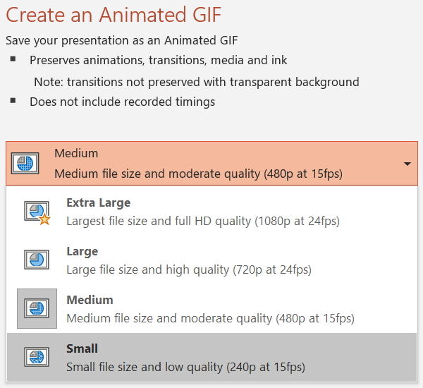 Animated GIF Producing Options in PowerPoint